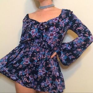 Purple Floral Romper Playsuit